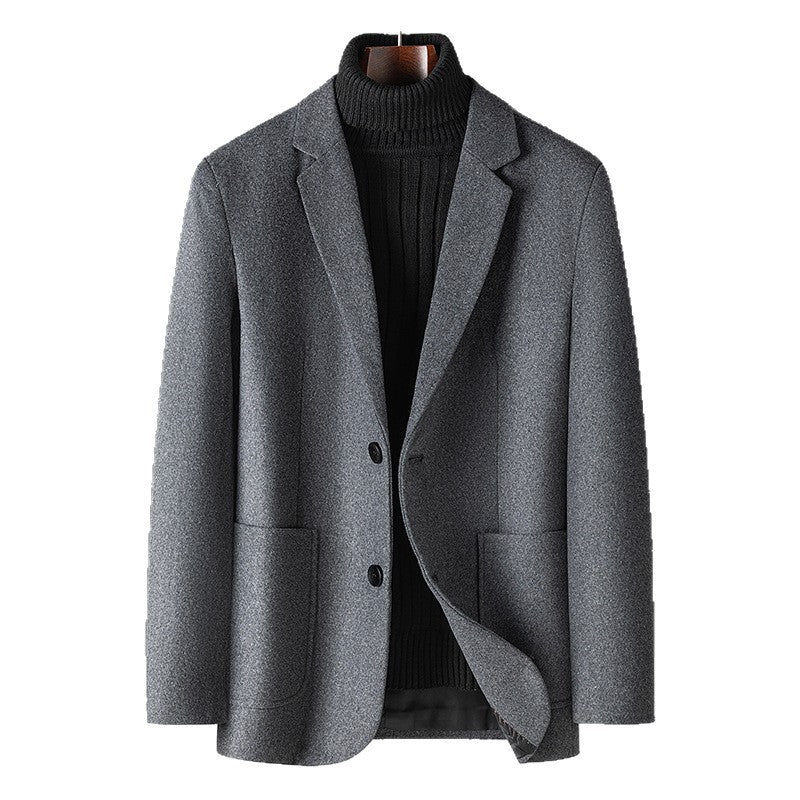 Men's Smart-Casual Short Blazer Made of Wool Blend with Patch Pockets and Light Thermal Lining Mune Fashion