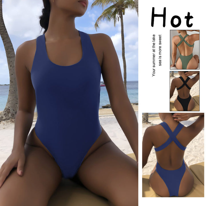 Women's one-piece swimsuit with a high-cut design and sporty back cutout Mune Fashion