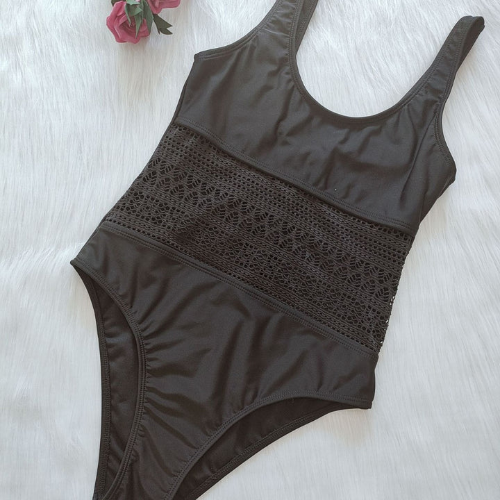 Ladies Elegant One-Piece Swimsuit with Lace Accents Mune Fashion