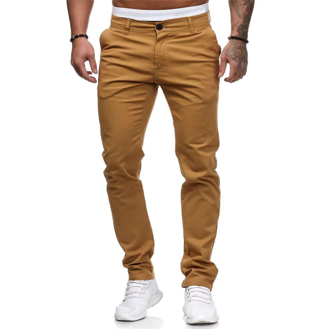 Men's slim-fit cotton stretch chinos with a medium rise and comfort waistband Mune Fashion