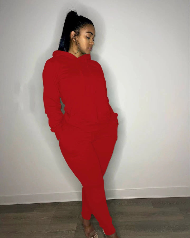 Women's tailored hoodie and jogger set with kangaroo pocket, high comfort waistband, and ribbed ankle cuffs Mune Fashion
