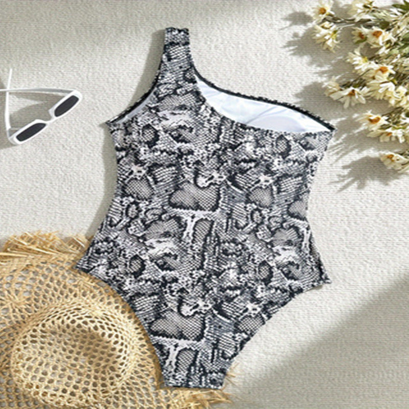 Women's one-sided swimsuit with exciting snake print Mune Fashion