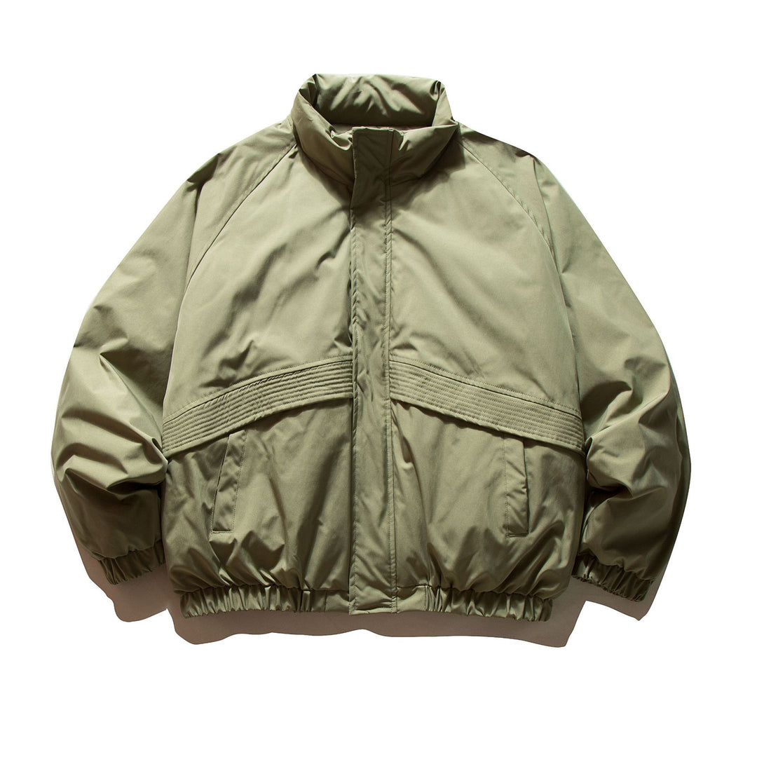 Men's Quilted Boxy Bomber with High Stand Collar and Elastic Hem Mune Fashion
