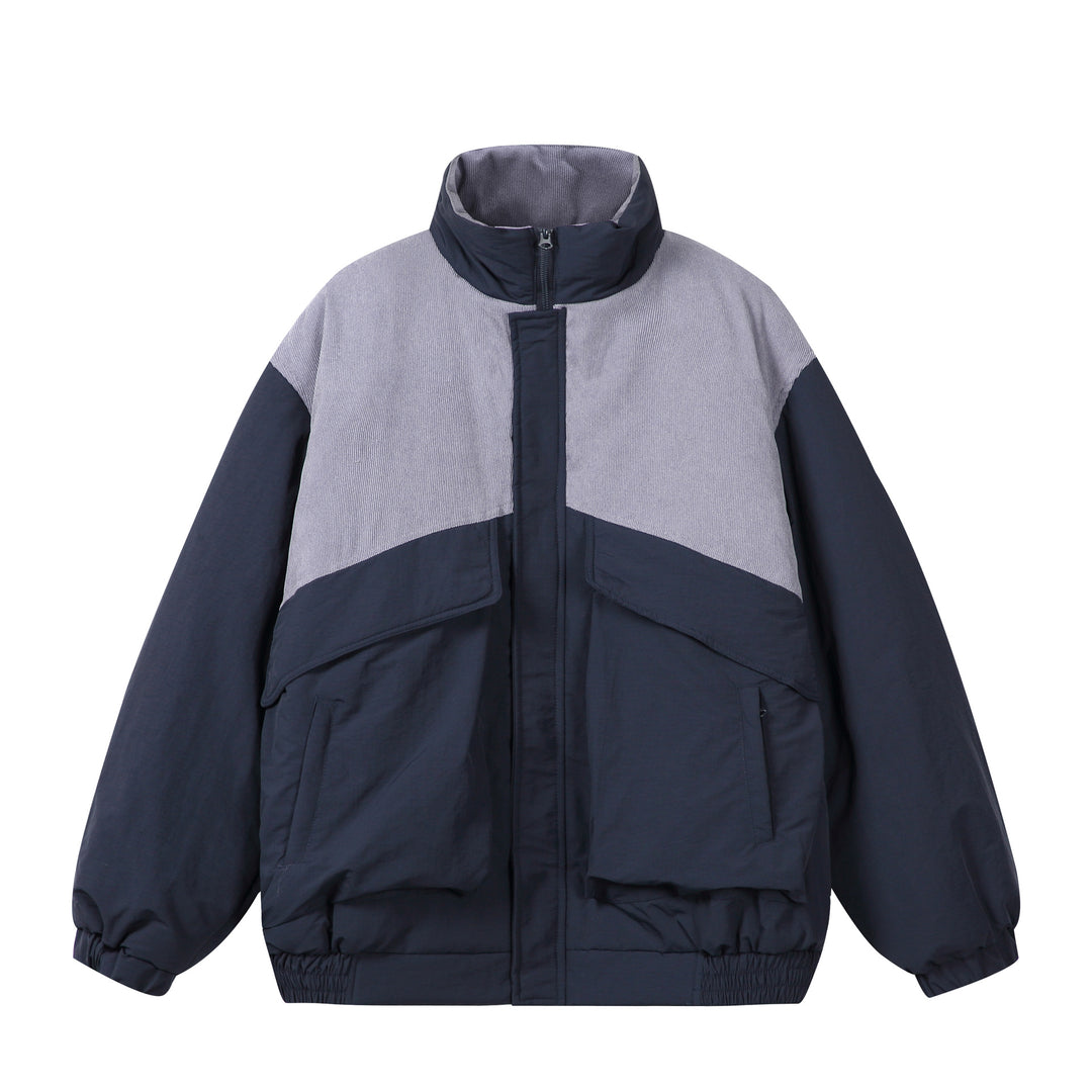 Unisex Boxy Puffer Jacket with high stand-up collar, cord shoulder yoke and large flap pockets Mune Fashion