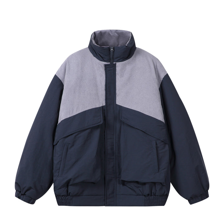 Unisex Boxy Puffer Jacket with high stand-up collar, cord shoulder yoke and large flap pockets Mune Fashion