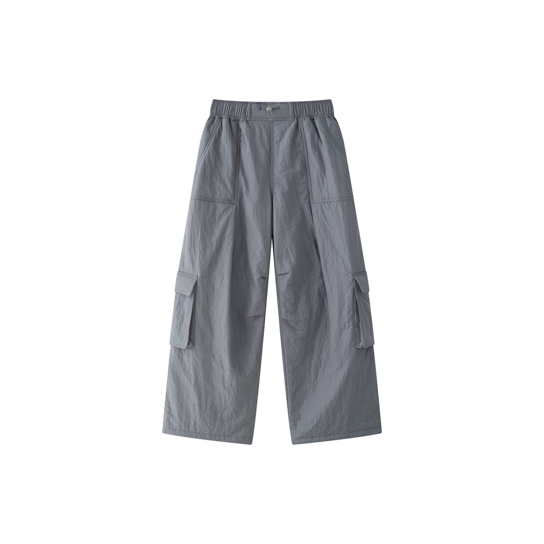 Women's Wide High-Waist Cargo Palazzo Pants with Flap Pockets Mune Fashion