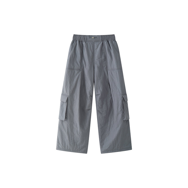 Women's Wide High-Waist Cargo Palazzo Pants with Flap Pockets Mune Fashion