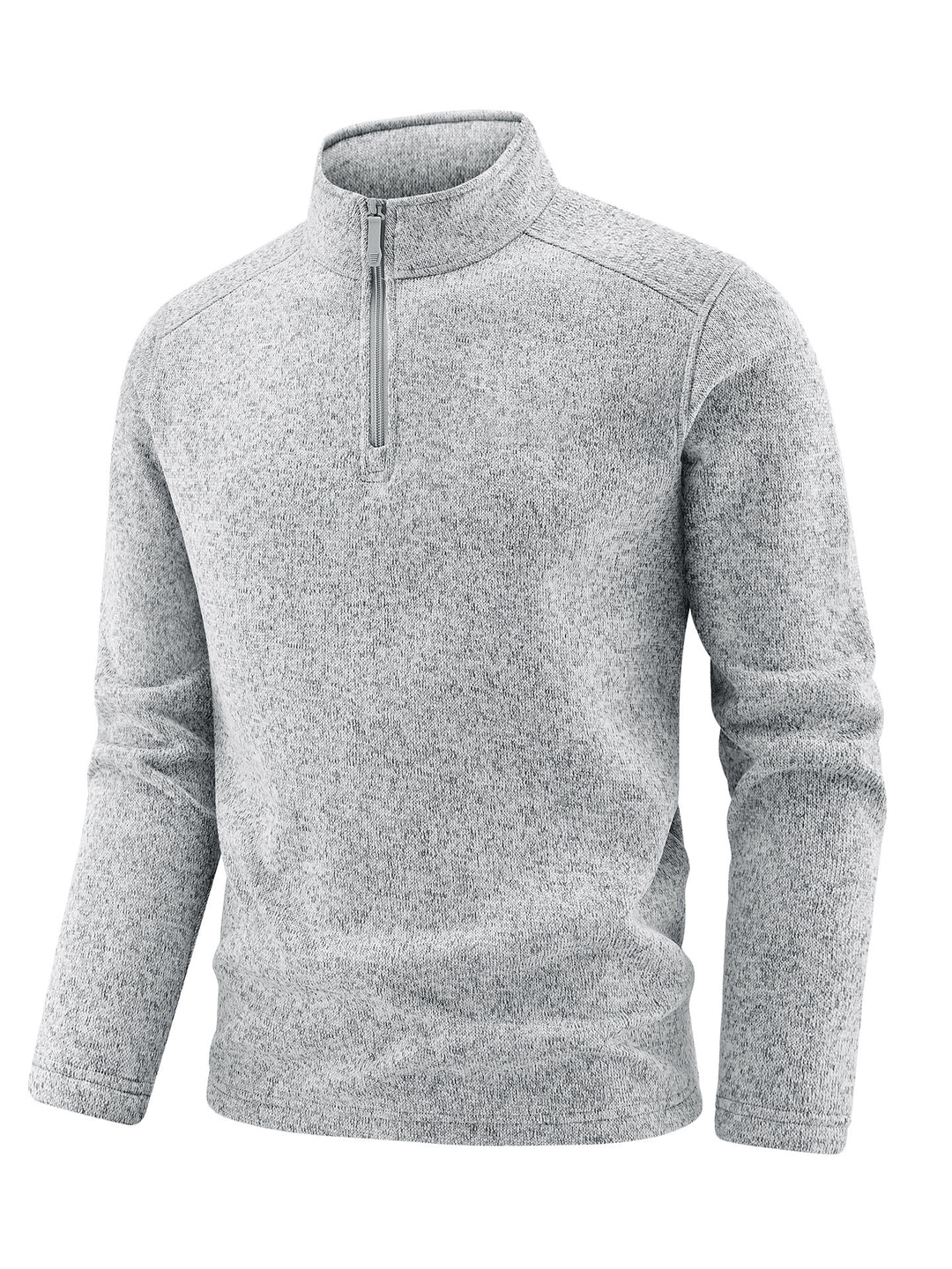 Men's Thermal Knit Fleece Pullover with Half Zip and Stand-up Collar Mune Fashion