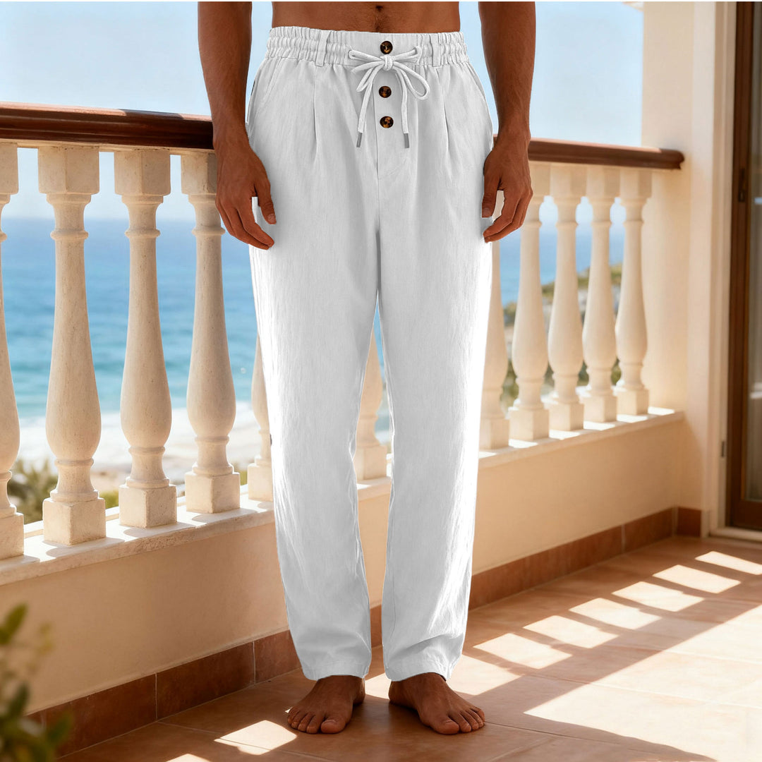 Men's nano lightweight lounge pants with elastic drawstring waistband, drawstring and decorative button placket Mune Fashion