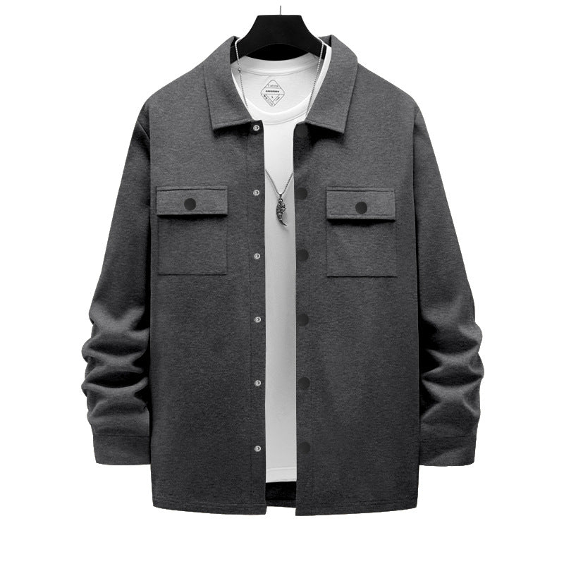 Men's work-inspired shirt jacket with button placket, patch chest pockets, and boxy fit Mune Fashion