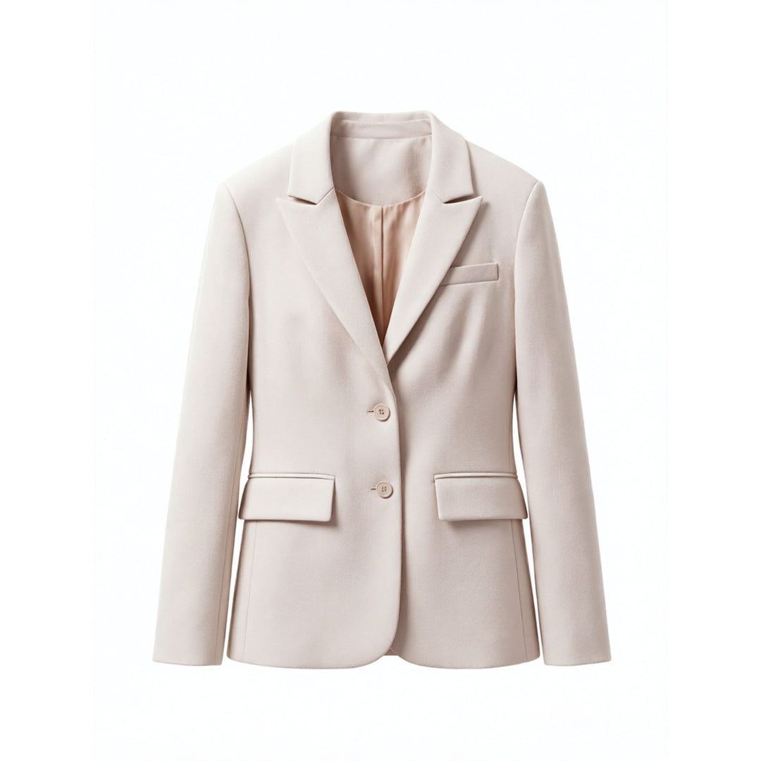 Women Elegant tailored single-breasted wool blazer with lapel collar Mune Fashion