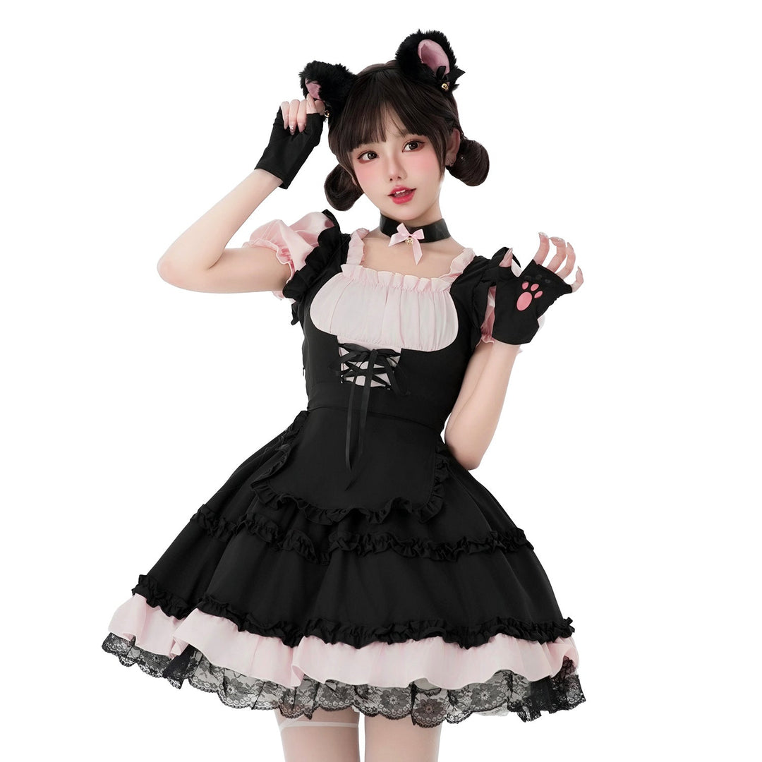 Women's playful cat costume dress with ruffle details and accessories Mune Fashion