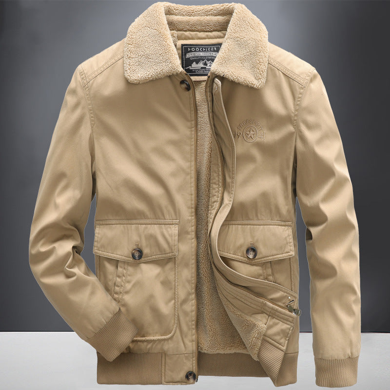Men's pilot jacket in vintage utility style with teddy inner lining and ribbed cuffs Mune Fashion