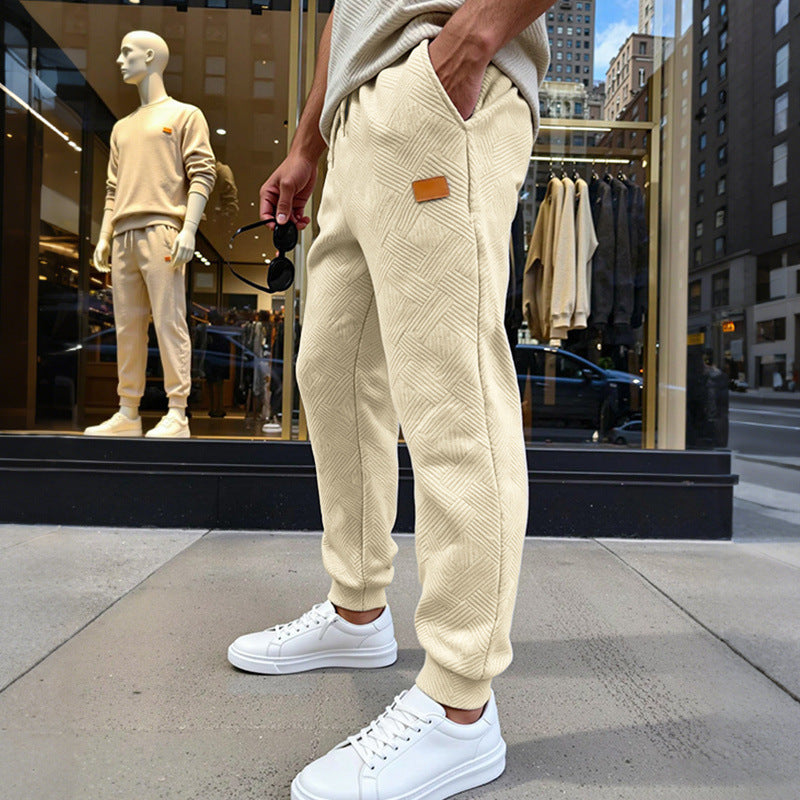 Men's quilted joggers with geometric texture pattern Mune Fashion