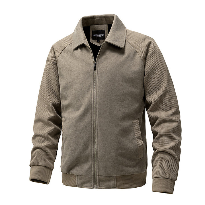 Men's Casual Zip-up Sweat Jacket with Structured Rib Sleeves Mune Fashion