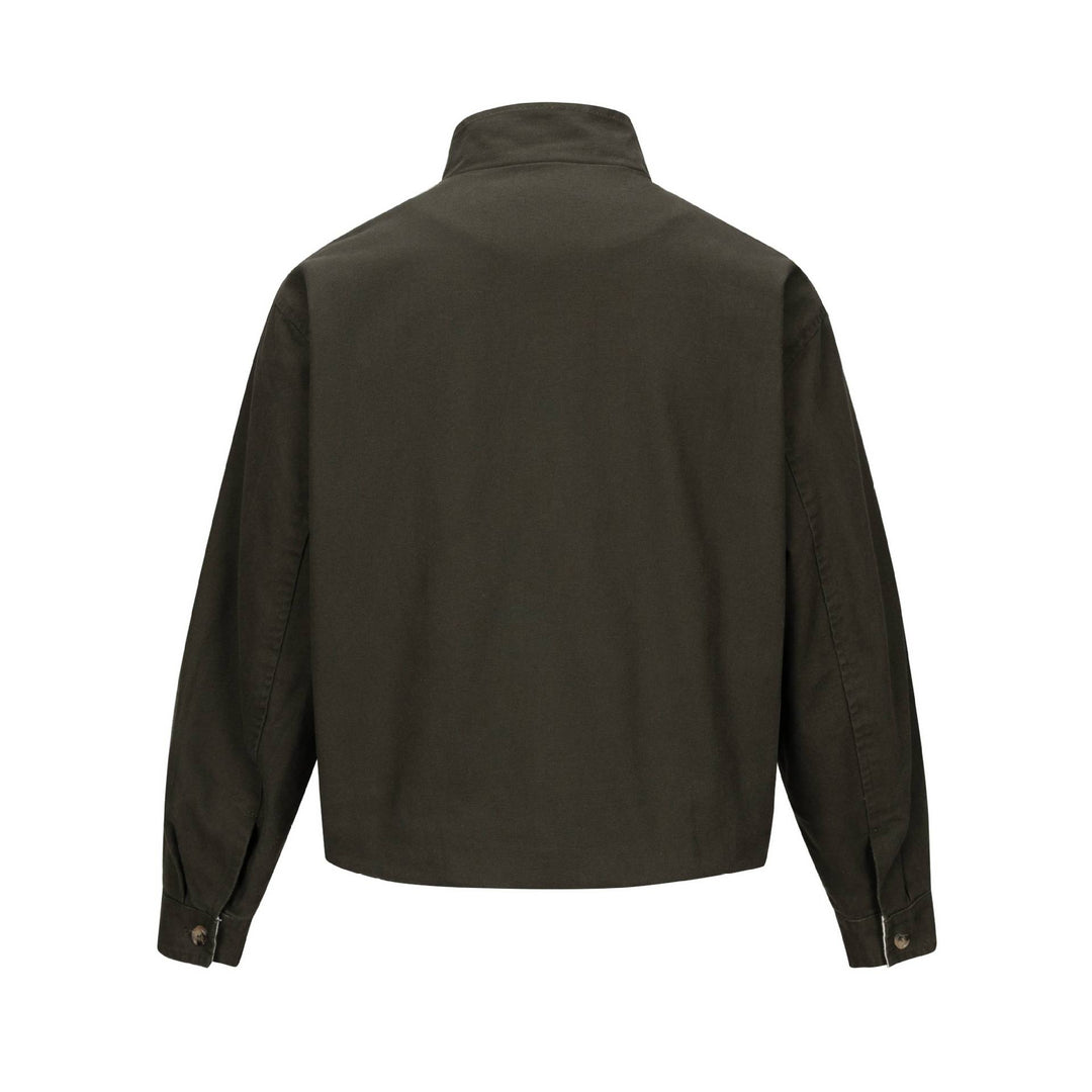 Unisex Short Blouson Jacket with High-Collar Studded Neck and Utility Pockets Mune Fashion