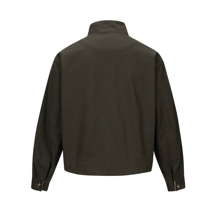 Unisex Short Blouson Jacket with High-Collar Studded Neck and Utility Pockets Mune Fashion