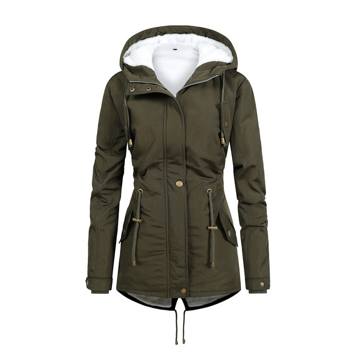 Women's Tailored Parka with Teddy Lining, Adjustable Hood and Drawstring