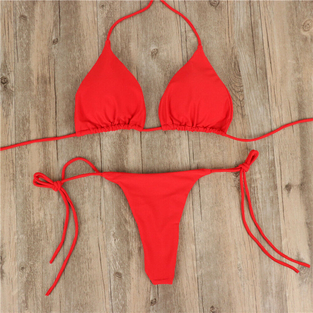 Women's triangle bikini with fine fabric and adjustable lacing details Mune Fashion