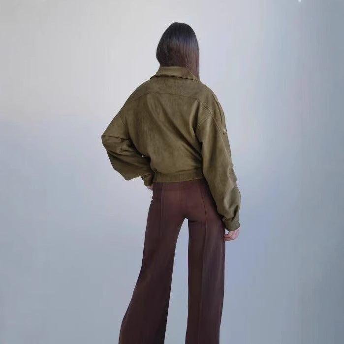 Ladies fashionable and elegant suede jacket