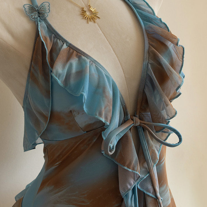 Women's beach dress with transparent ruffles Mune Fashion