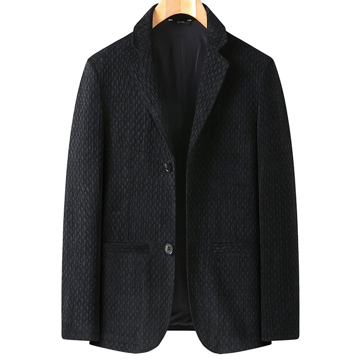 Men's structured blazer made of wool blend with subtle diamond pattern and narrow lapel Mune Fashion