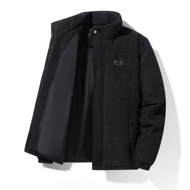 Men's padded cord jacket with high stand-up collar, padded insulation and zippered pockets Mune Fashion