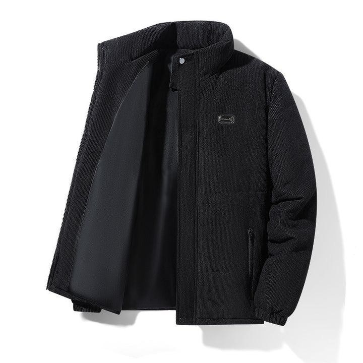 Men's padded cord jacket with high stand-up collar, padded insulation and zippered pockets Mune Fashion