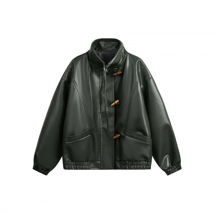 Unisex Short Cut Oversized Jacket with Toggle Closures, High Standing Collar and Elastic Hem Mune Fashion