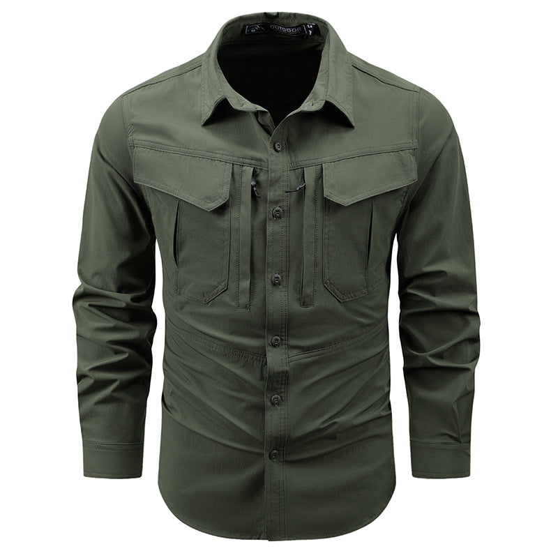Men's Nan Lightweight Utility Field Shirt with double ventilated breast pockets, reinforced elbows, and quick-drying functional blend Mune Fashion