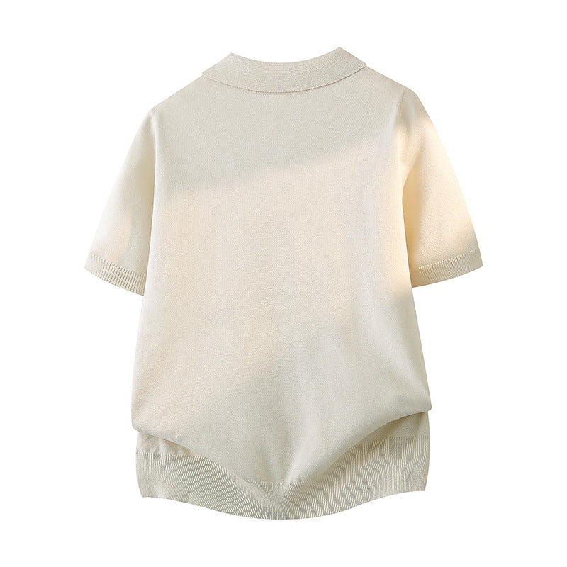 Ladies Short Sleeve Polo Shirt with Fine Structure Mune Fashion