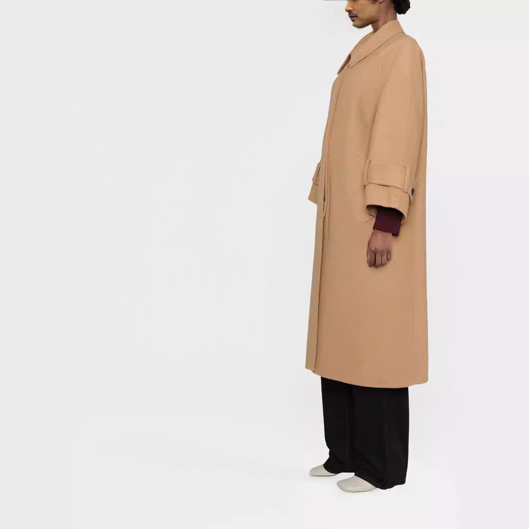 Women's Maxi Length Wool Blend Coat with Extra Long, Boxy Sleeves Mune Fashion