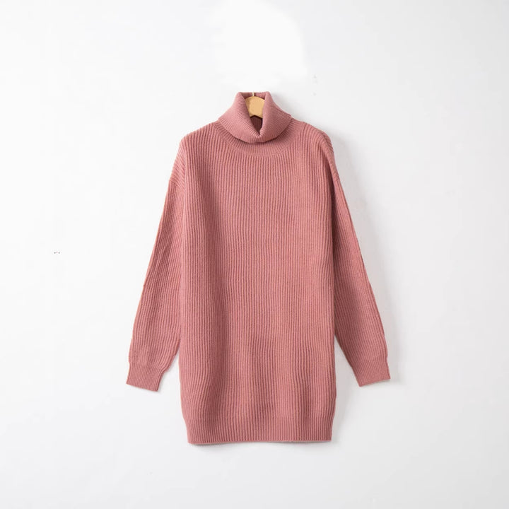 Women's Long Ribbed Turtleneck Sweater in Oversized Fit Mune Fashion