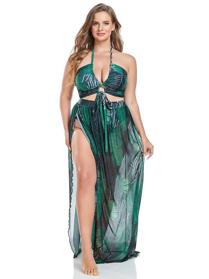 Women's beach dress with floral cut and high slit Mune Fashion