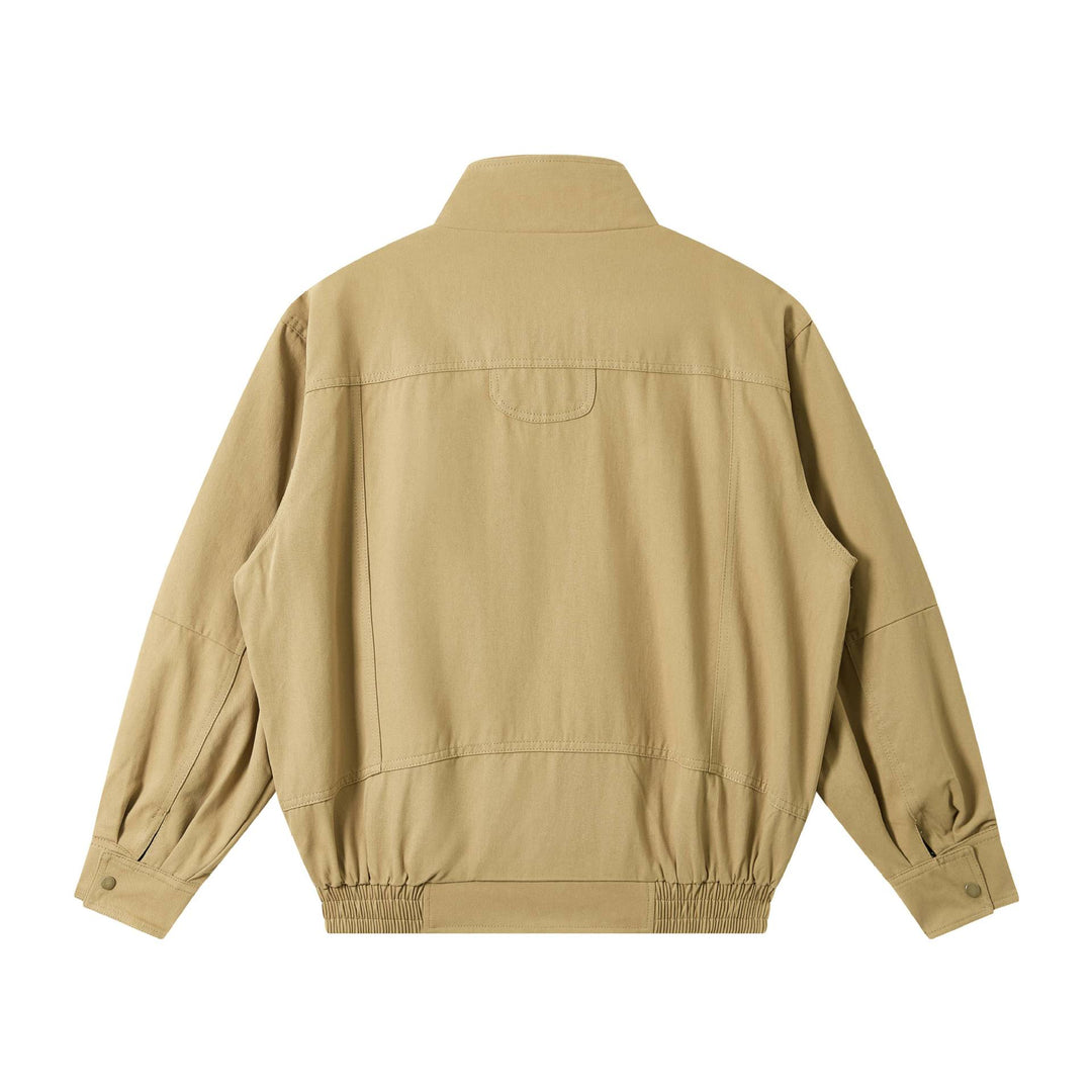 Men's Lightweight Canvas Field Jacket with Stand-Up Collar, Concealed Zipper and Elastic Hem Mune Fashion
