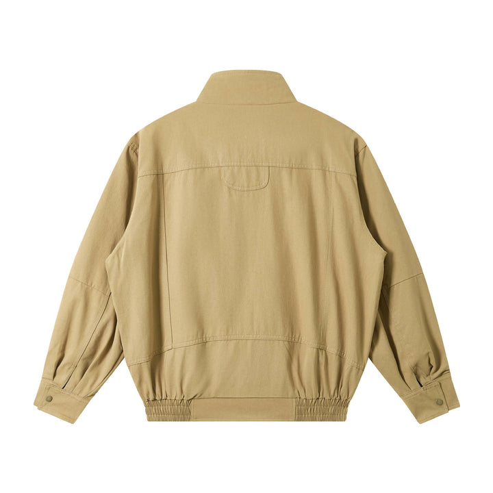 Men's Lightweight Canvas Field Jacket with Stand-Up Collar, Concealed Zipper and Elastic Hem Mune Fashion