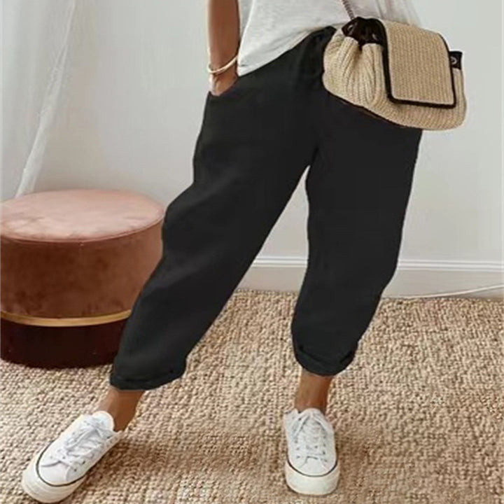 Women's Loose Printed Jogger with Drawstring and Cuffed Hem Mune Fashion