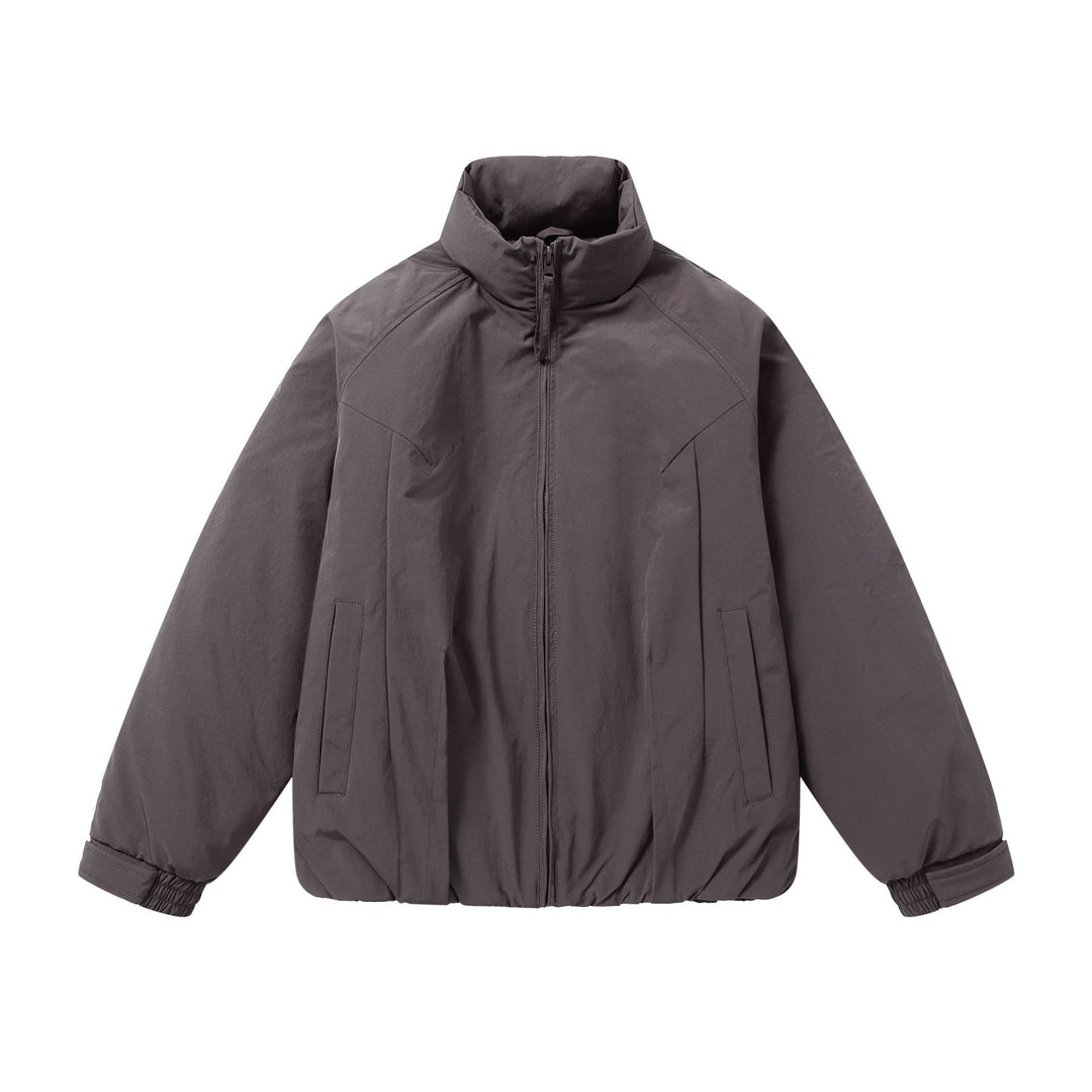 Men's short puffer jacket with protective stand-up collar, concealed zipper, and elastic hem Mune Fashion