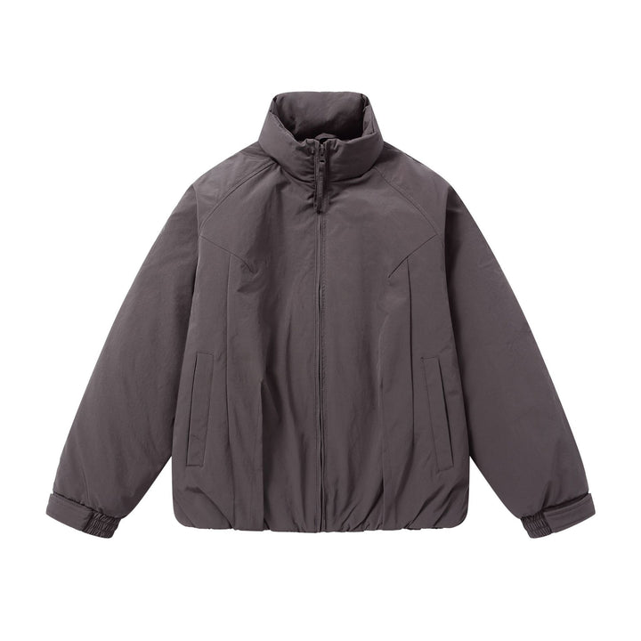 Men's short puffer jacket with protective stand-up collar, concealed zipper, and elastic hem Mune Fashion