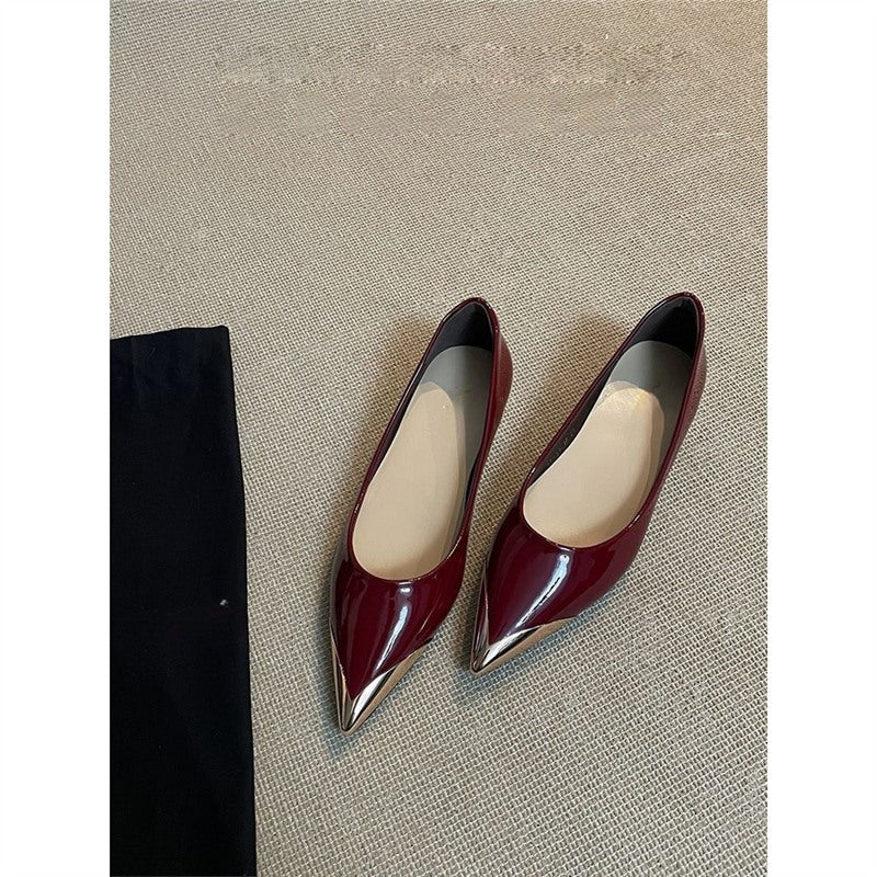 Women's pointed-toe pumps with leopard velvet look and metallic cap toe Mune Fashion
