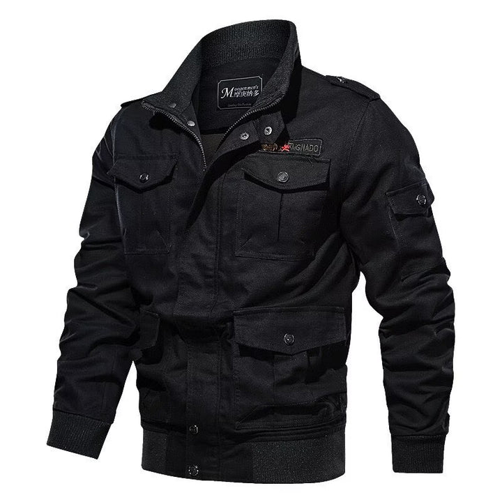 Men's Military-Inspired Canvas Field Jacket with Epaulettes and Multifunctional Pockets Mune Fashion