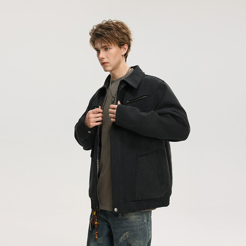 Herren Kurzjacke aus Wollmix mit verdecktem Reißverschluss und Brusttaschen Mune Fashion