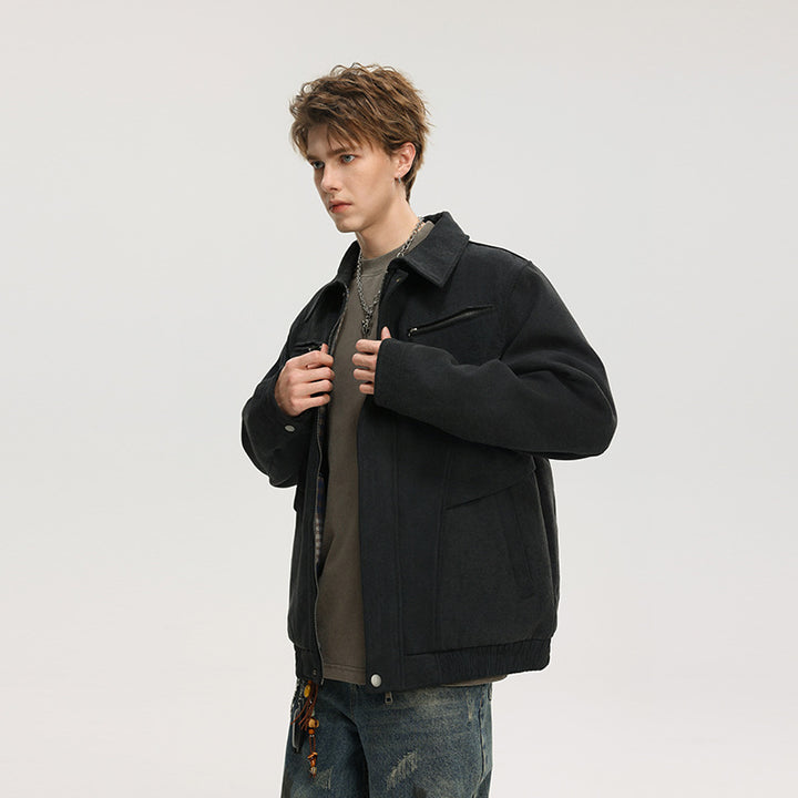Herren Kurzjacke aus Wollmix mit verdecktem Reißverschluss und Brusttaschen Mune Fashion