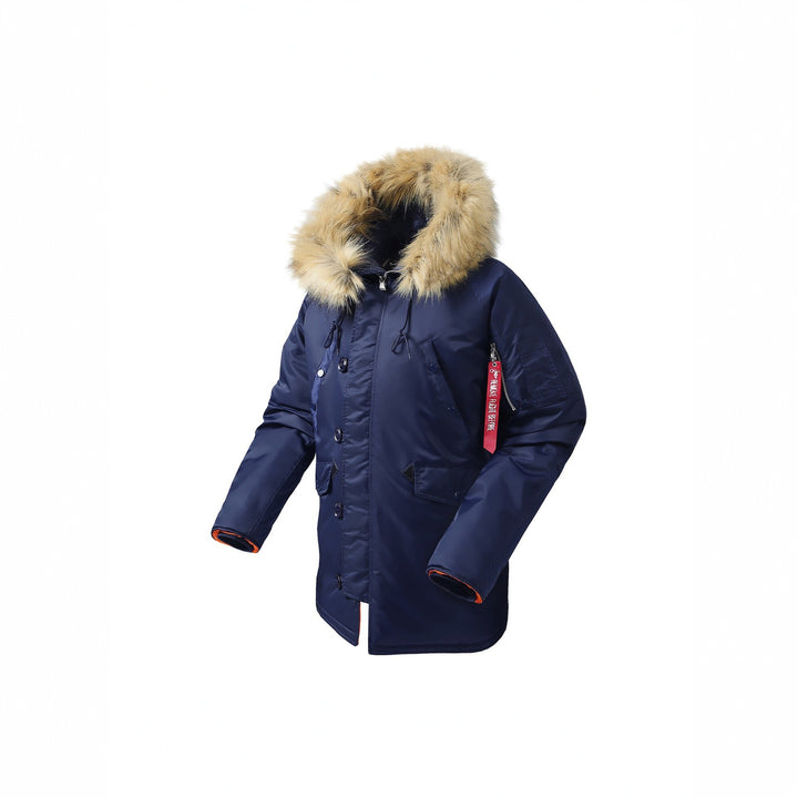 Men's longer insulated parka with faux fur hood and thermal padding Mune Fashion