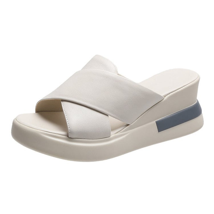 Women's city comfort wedge slippers with ergonomic viscoelastic footbed and seamless synthetic upper Mune Fashion