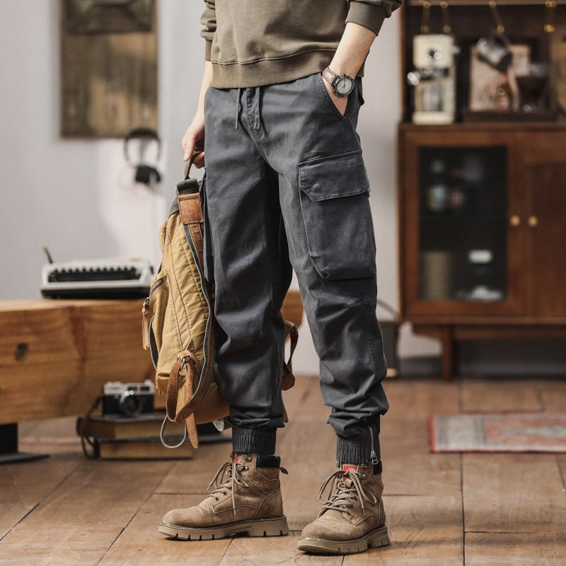 Men's Cargo Jogging Pants with Toggle Pockets, Drawstring Waistband and Gathered Cuffs Mune Fashion