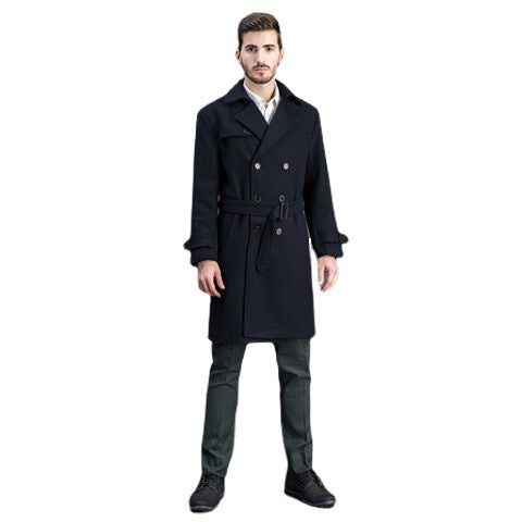 Men's wool coat in trench look with double button placket and shawl collar Mune Fashion
