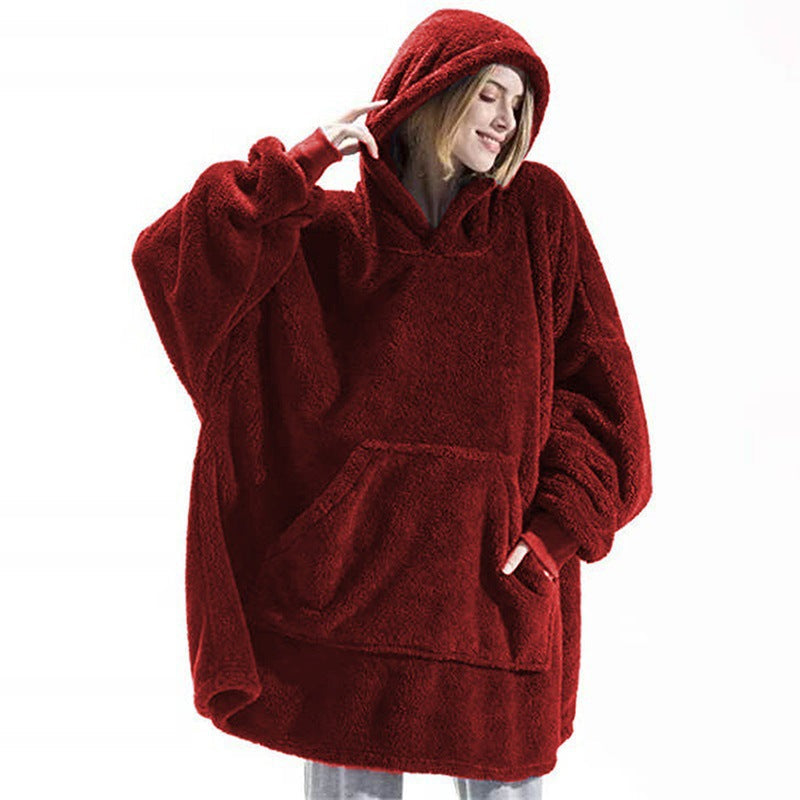 Women's Oversized Fleece Hoodie with Kangaroo Pocket and Hood Mune