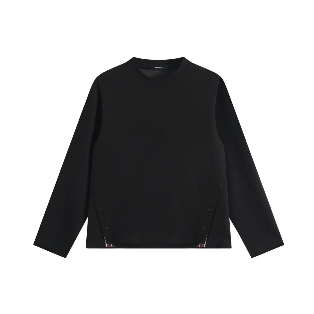 Unisex Oversize Sweatshirt with side snap button plackets and crew neck