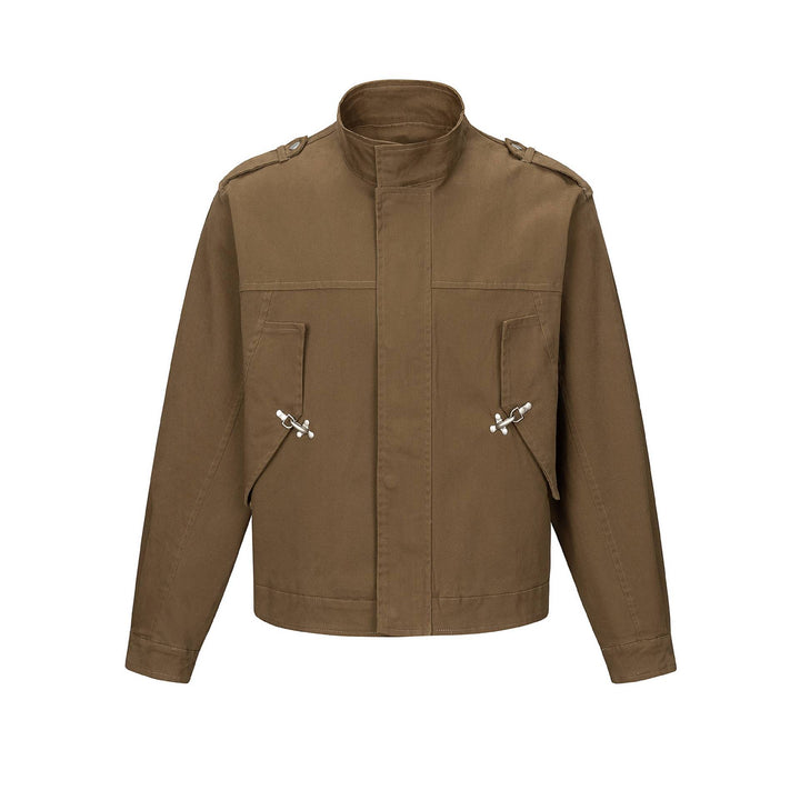 Men's short jacket in field style with funnel collar, shoulder flaps, and utility pockets Mune Fashion